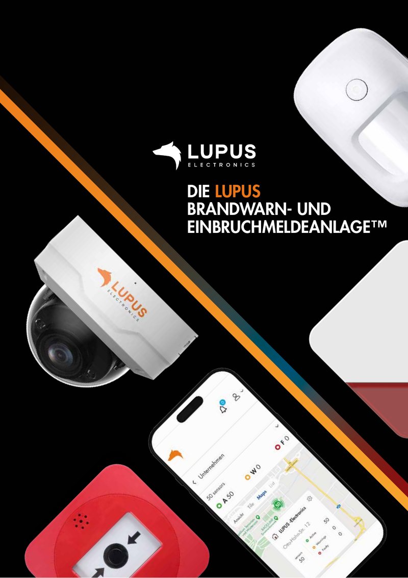 Titelseite der LUPUS-Broschüre zur Brandwarn- und Einbruchmeldeanlage 2026
